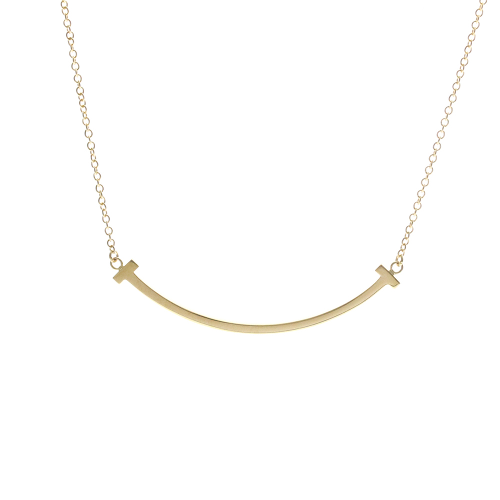 TIFFANY Tiffany T Smile Small Size Necklace 18K Yellow Gold Polished